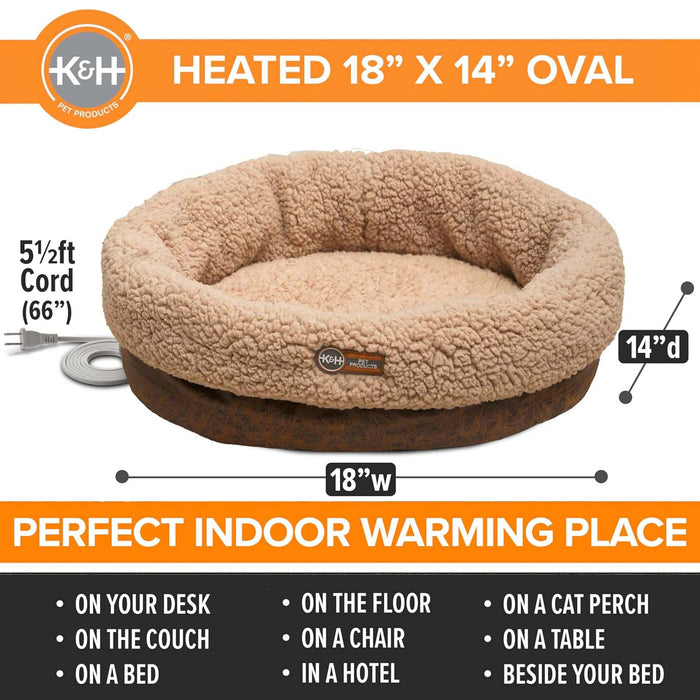 K&H Pet Products Thermo-Snuggle Cup Bomber - Indoor Heated Cat Bed Color Brown