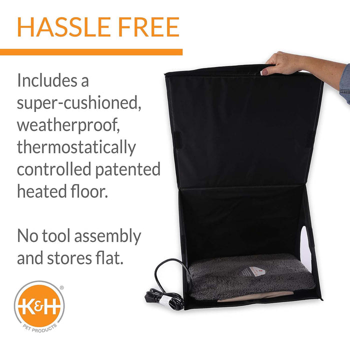 K&H Pet Products Heated A-Frame Indoor/Outdoor Shelter Gray/Black 18 X 14 Inches 20 Watts (4C FFP) Color Grey