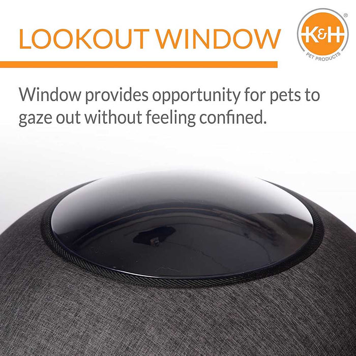 K&H Pet Products Thermo Lookout Pod Heated Cat Bed Classy Gray 22 Inches Color Grey