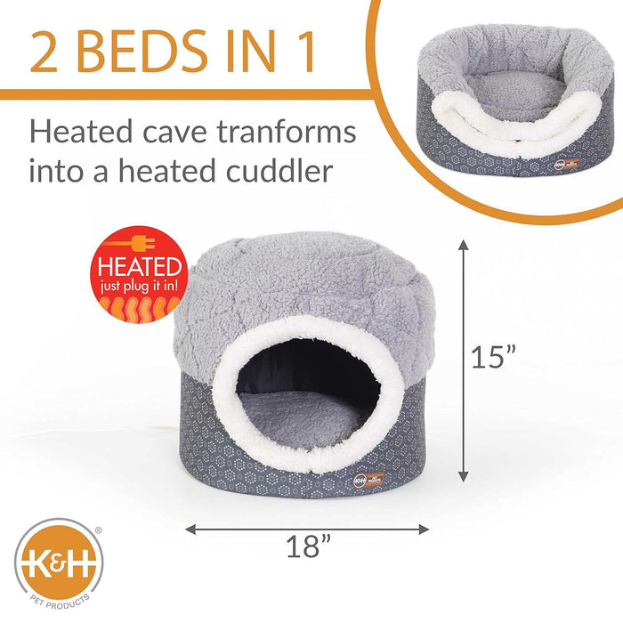 K&H Pet Products Thermo-Pet Nest Heated Cat Bed Gray Small 18 X 15 Inches (4C FFP) Color Grey