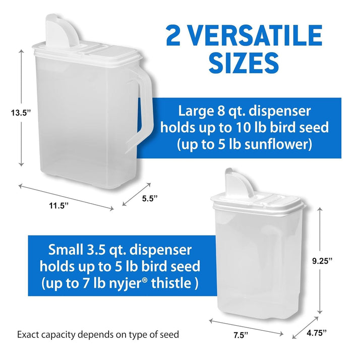 Pet Food Keeper - BU2Q - White Lid / Clear Base - 3.5 qt & 8 qt - 2 ct - 9