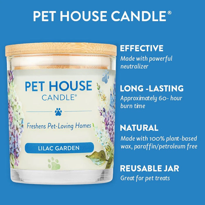 Pet House Candle, 9 oz – Pet Odor Eliminating, Non - Toxic, Long - Lasting, Hand - Poured in USA - PHC8 - Lilac Garden - 9 oz - 1 ct - 40