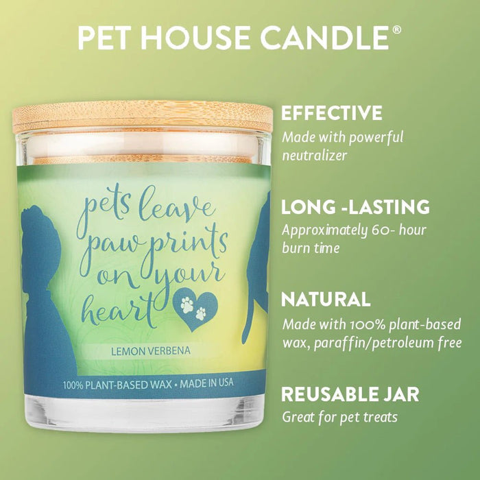 Pet House Candle, 9 oz – Pet Odor Eliminating, Non - Toxic, Long - Lasting, Hand - Poured in USA - PHCL - Lemon Verbena - 9 oz - 1 ct - 102