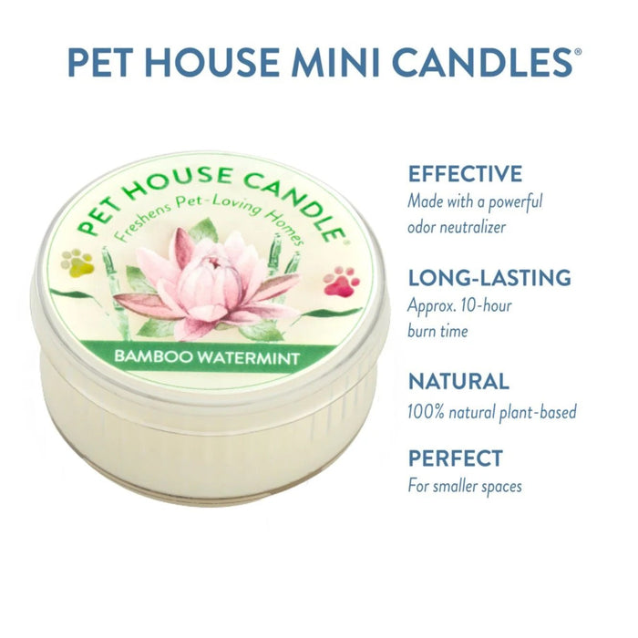 Pet House Mini Candle 1.5 oz – Pet - Friendly Odor Eliminating Candle - PHCZ - Bamboo Watermint - 1.5 oz - 27
