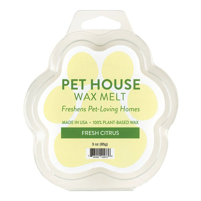 Pet House Wax Melts – 100% Natural Plant - Based, Odor - Eliminating, Paw - Shaped, Pet - Friendly - PHCAW - Fresh Citrus - 3 oz - 9