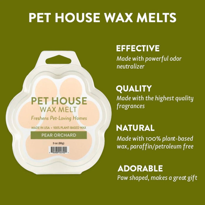 Pet House Wax Melts – 100% Natural Plant - Based, Odor - Eliminating, Paw - Shaped, Pet - Friendly - PHCBG - Pear Orchard - 3 oz - 49