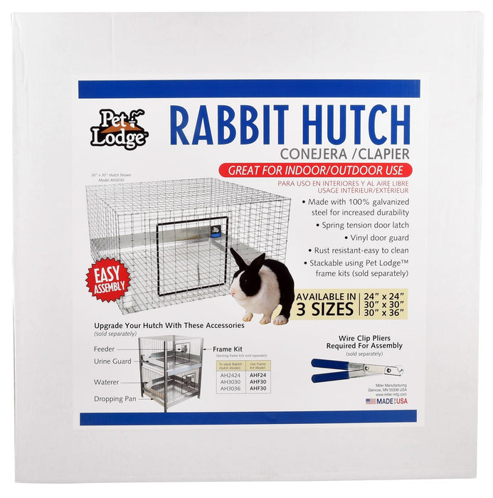 Pet Lodge Galvanized Rabbit Hutch – Stackable, Chew - Proof Steel Wire Cage - M31P - 30" x 30" - 4