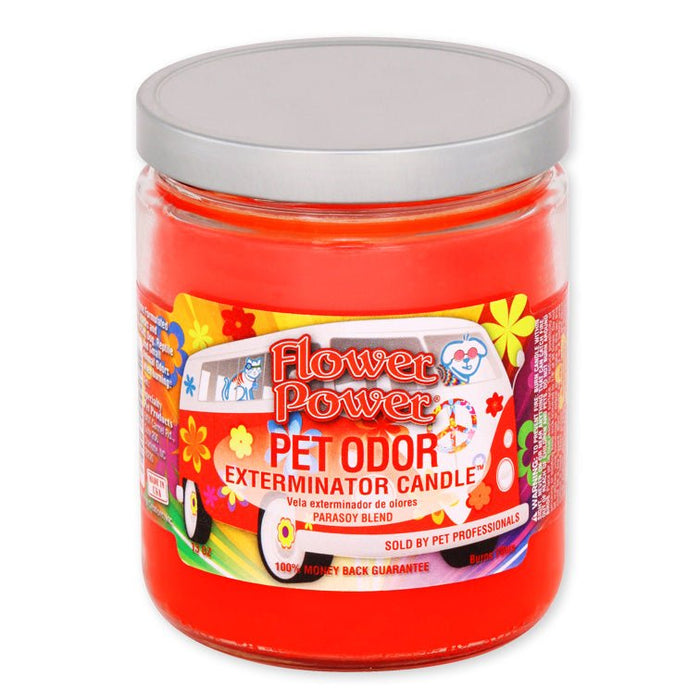 Pet Odor Exterminator Candle – Enzyme - Based Odor Eliminating Candle Safe for Pets - SPTAS - Flower Power - 13 oz - 20