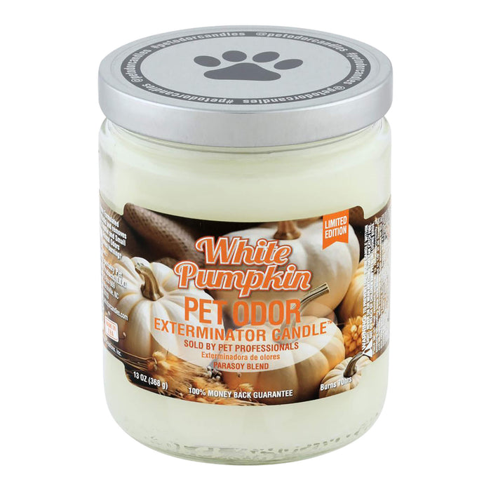 Pet Odor Exterminator Candle – Enzyme - Based Odor Eliminating Candle Safe for Pets - SPTGF - White Pumpkin - 13 oz - 58