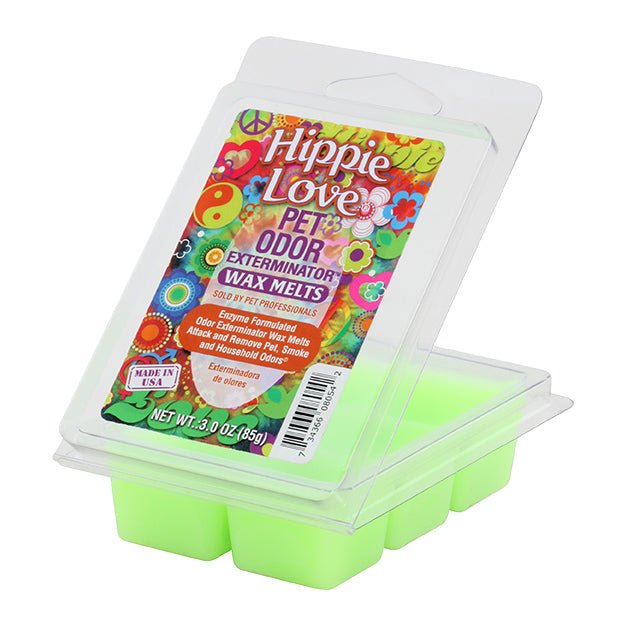Pet Odor Exterminator Wax Melts – Odor Neutralizing Enzyme Formula, Pet - Safe, Flameless - SPTGW - Hippie Love - 3 oz - 10