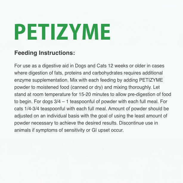 PETIZYME Digestive Aid Powder for Dogs and Cats, 12 oz - 015VET-10519 - Tan - 12oz - Pork - 4