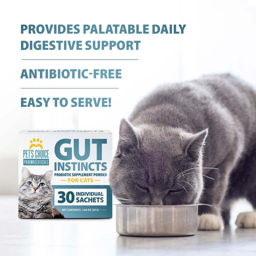 Pet’s Choice Gut Instincts Probiotic Supplement for Cats, Digestive & Immune Support, 30 Powder Packets, Made in USA - 015PC-ZVH - Chicken Liver - 30 ct - 8