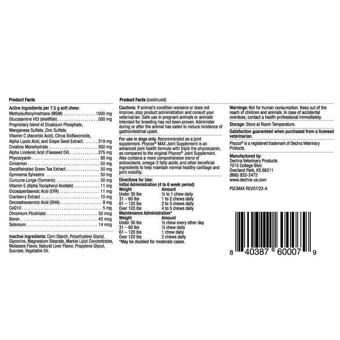 Phycox MAX Canine Joint Supplement Soft Chews, 90 ct - 015DP-PSCMAX - Beef Liver - 5