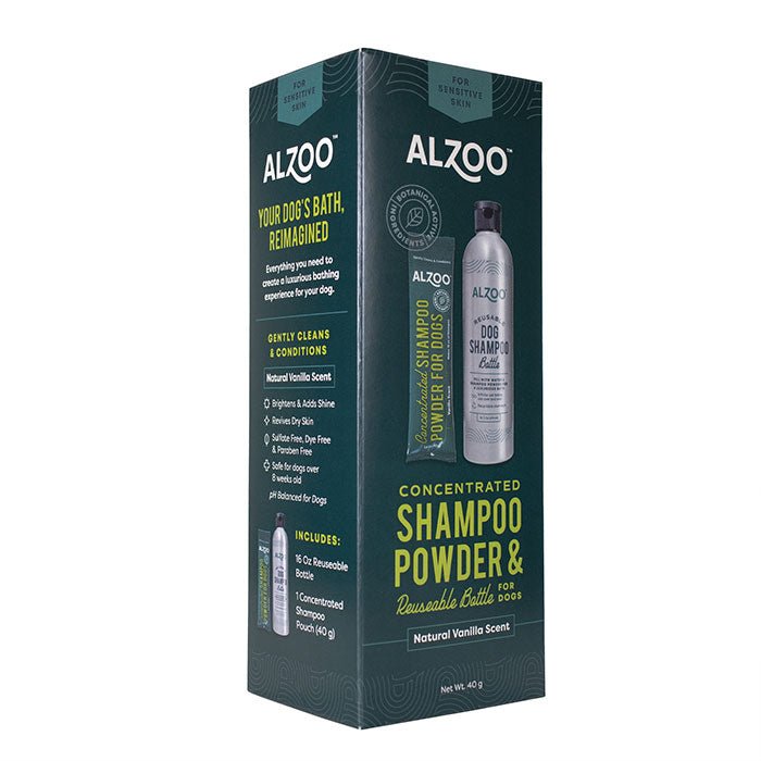 Plant - Based Concentrated Dog Shampoo Powder Kit & Refillable Pouches, 40g (16 oz) - 7VXK - Kit - (1) 16 oz Refillable Bottle & (1) 16 oz Shampoo Powder - Sensitive Skin - 3
