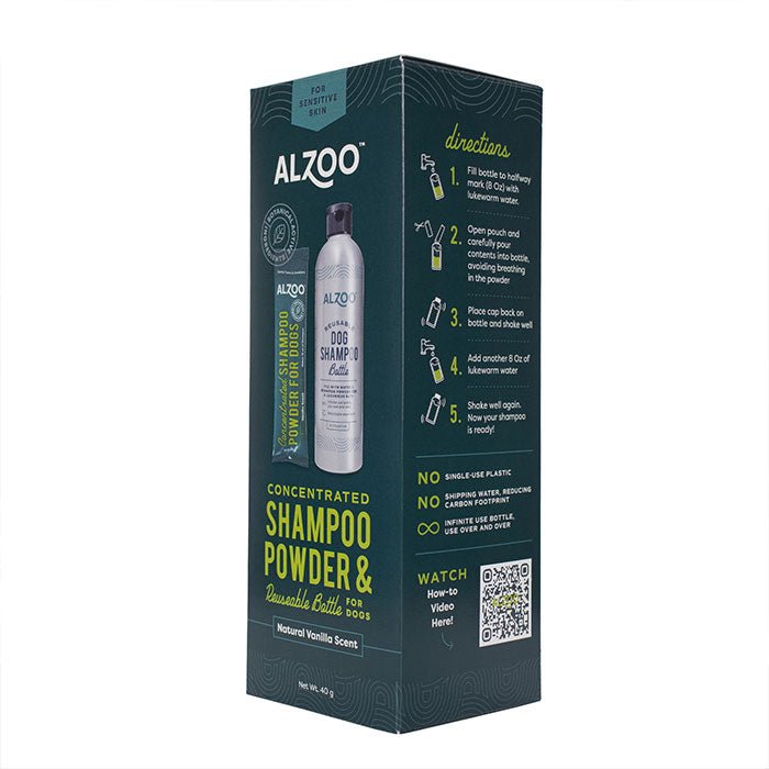 Plant - Based Concentrated Dog Shampoo Powder Kit & Refillable Pouches, 40g (16 oz) - 7VXK - Kit - (1) 16 oz Refillable Bottle & (1) 16 oz Shampoo Powder - Sensitive Skin - 2