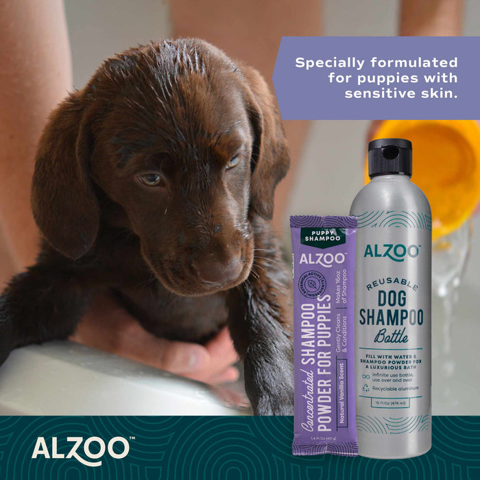 Plant - Based Concentrated Dog Shampoo Powder Kit & Refillable Pouches, 40g (16 oz) - 7VXM - Refill Shampoo Pouch - 40g (16 oz) - Puppy Care - 11