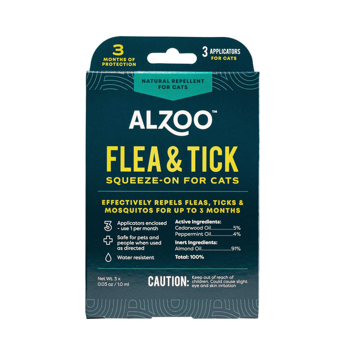 Plant - Based Flea & Tick Squeeze - On Topical for Cats - 7VW8 - 3 Applicators (3 Month Supply) - 1