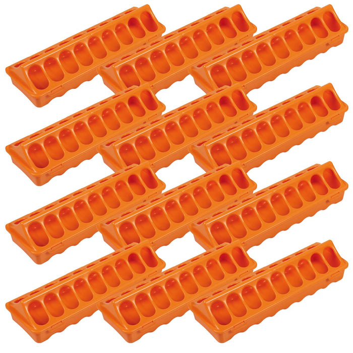 Plastic Ground Chicken Feeder – Chick Feeders, Hinged Lid, Durable Outdoor Poultry Feeder - GAUA7-12K - Medium - Orange - 12 - 9