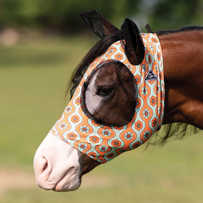 Professional's Choice Comfort Fit Lycra Horse Fly Mask with Ears - PL14T2 - Flower - Horse - 7