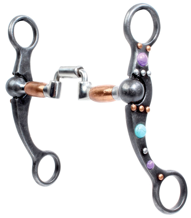 Professional's Choice Stone Dot Shank Hinged Port Bit, 5 1/4" - PL1ACB - Purple/Turquoise - 3