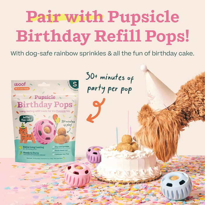 Pupsicle 'Birthday' Party Treat Dispensing Dog Toy – Interactive, Long - Lasting Chew & Puzzle Toy for Dogs - WO2AZ - Small - Blue - 1 ct - 10