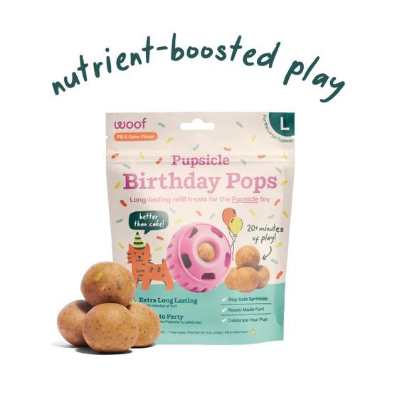Pupsicle Birthday Pops Dog Treat Refills – Long - Lasting, All - Natural, Festive, Made in USA - WO2BD - Peanut Butter - Small (6 oz) - 3