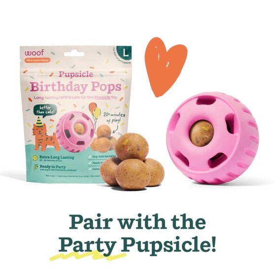 Pupsicle Birthday Pops Dog Treat Refills – Long - Lasting, All - Natural, Festive, Made in USA - WO2BD - Peanut Butter - Small (6 oz) - 5