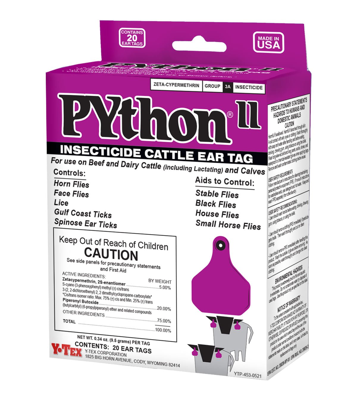 Y-Tex Python II Insecticide Cattle Ear Tags — Lambert Vet Supplies