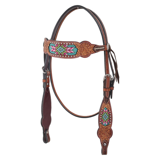 Rafter T Beaded Inlay Browband Headstall, Horse - RTRAO - 1