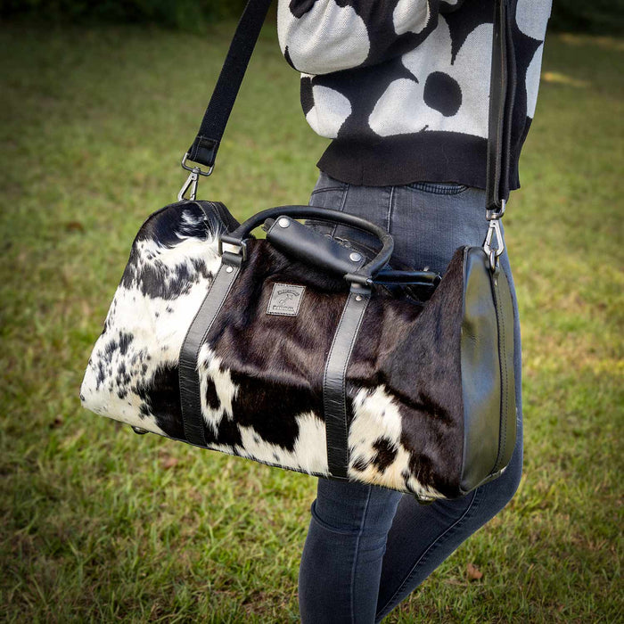 Rafter T Cowhide Overnight Duffel Bag - RTRK3 - Black/White - 4