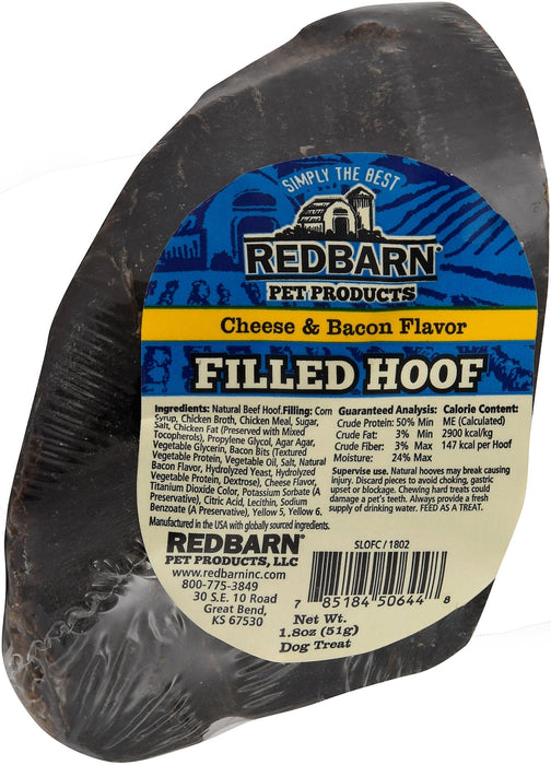 Redbarn Dog Treats Filled Cow Hoof - 24C3 - Cheese/Bacon - Single - 6