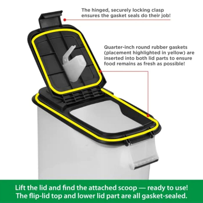 Rolling Pet Food Dispenser - BU2G - White Lid / Clear Base - 50 qt - Holds 45 lbs of Food - 1 - 5