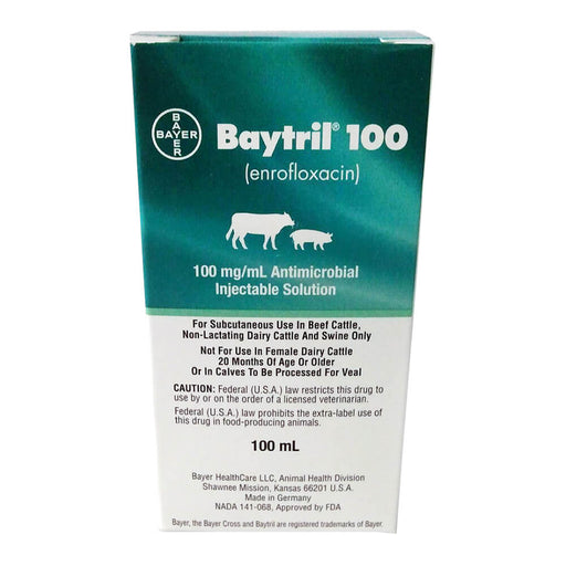 Rx Baytril Injectable for Swine and Cattle, 100 mg — Lambert Vet Supplies