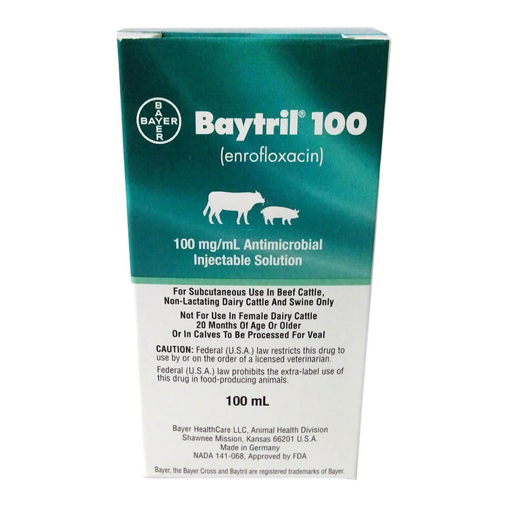 Rx Baytril Injectable for Swine and Cattle, 100 mg — Lambert Vet Supplies