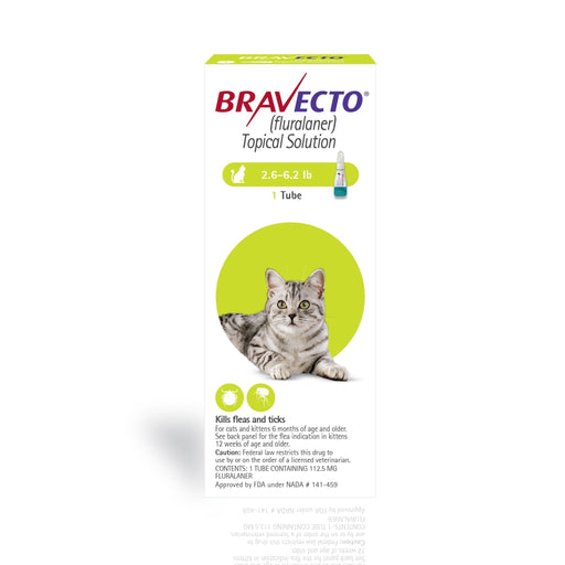 Rx BRAVECTO Feline Topical for Cats - 012SCH-BRA-CAT2-6-6-2 - 2.6-6.2 lbs - 1 Tube (Lasts 12 Weeks) - 2