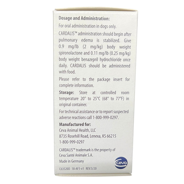 Rx Cardalis (spironolactone and benazepril hydrochloride) Chewable Tablets for Medium Dogs, 40mg, 30 ct - 012CEV-C635200 - 40 mg - 30 Chewable Tablets - 5