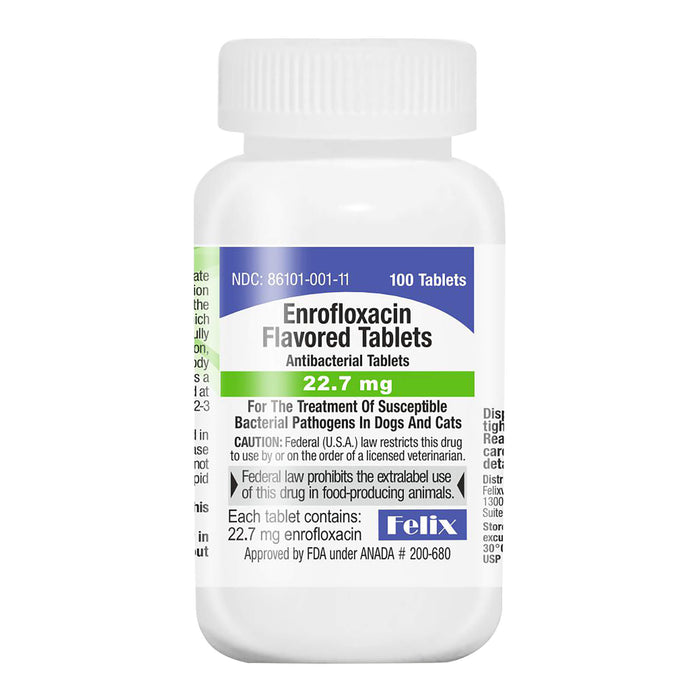 Rx Enrofloxacin (Generic) Flavored Tablets for Dogs & Cats - 012VED-01116 - 100ct - 22.7mg - Beef - 2