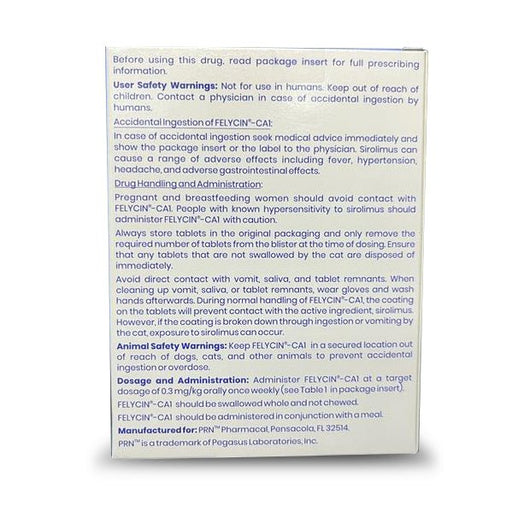 Rx Felycin - CA1 (sirolimus delayed - release tablets) for Cats, 12 ct - 012PRN-91793 - 1.2 mg - 12 Tablets - 2