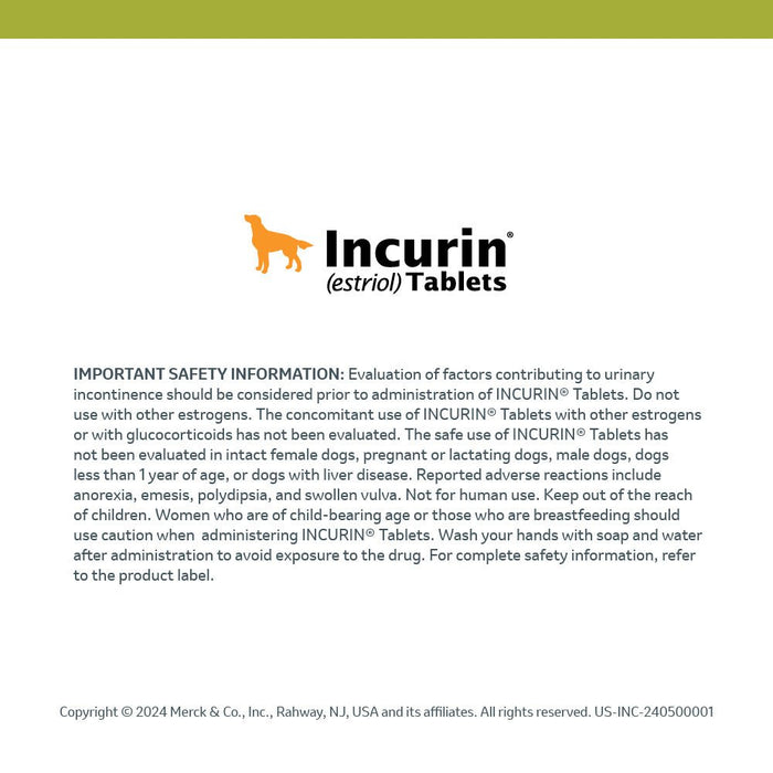 Rx Incurin (estriol) 1 mg Tablets for Dogs - 012MER-43230 - 30 tablets - 6