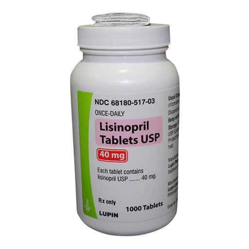 Rx Lisinopril Tablets, 40mg, 100 ct - 012SOL-35610 - White - 40mg - 1