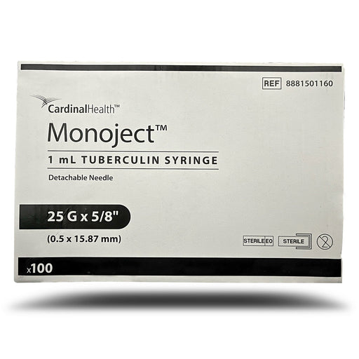 Rx Monoject Tuberculin (TB) Syringe with Needle - 01101MON-1X25X5-8LSB - 1 cc TB with 25G x 5/8" - 100 Count - 1