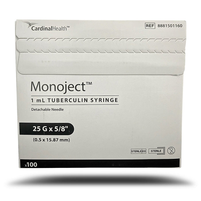 Rx Monoject Tuberculin (TB) Syringe with Needle - 01101MON-1X25X5-8LSB - 1 cc TB with 25G x 5/8" - 100 Count - 2