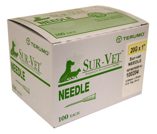 Rx Terumo SUR - VET Veterinary Needles, 100 Count - 01102TER-20X1 - 20G x 1" - 2