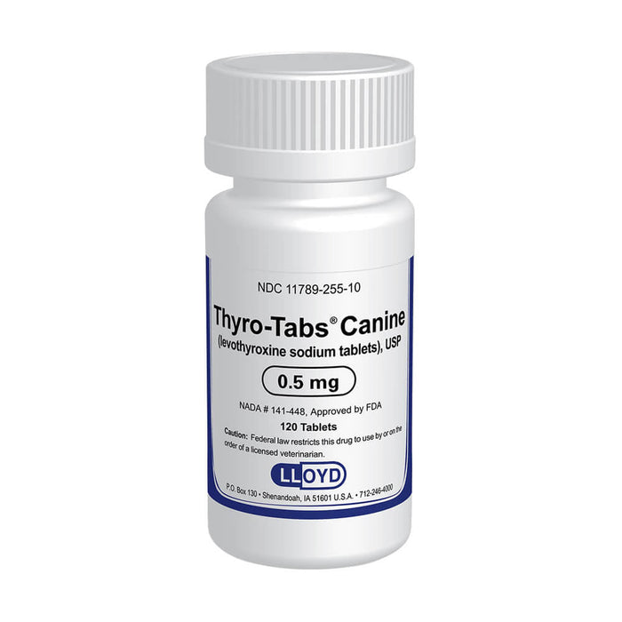 Rx Thyro - Tabs (levothyroxine sodium) Tablets for Dogs - 012125-5MG-120 - 0.5 mg - 120 tablets - 14
