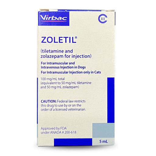 Rx Zoletil Injection (Tiletamine + Zolazepam) 100 mg/ml 5ml Vial C - III(N) for Dogs & Cats - 012MID-71805 - 100ml - 1