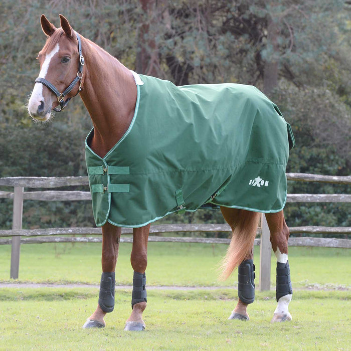 Saxon Defiant 1200 Denier Standard Neck Medium - Weight Turnout Blanket for Horses, 200g - Waterproof, Breathable & Durable - KOFAA - Green - 66" - 200 g - 1