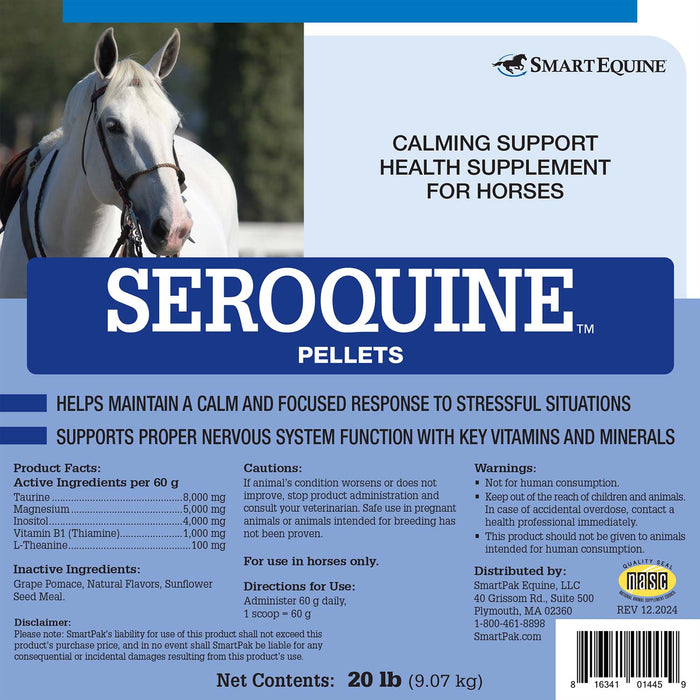 Seroquine, Calmative Support Formula for Horses, Pellets - SMACF - 20 lb - 6