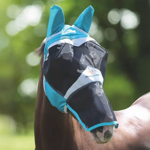 Shires Deluxe Fly Mask with Ears & Nose - SEP1U7 - Teal Green - Cob - 3