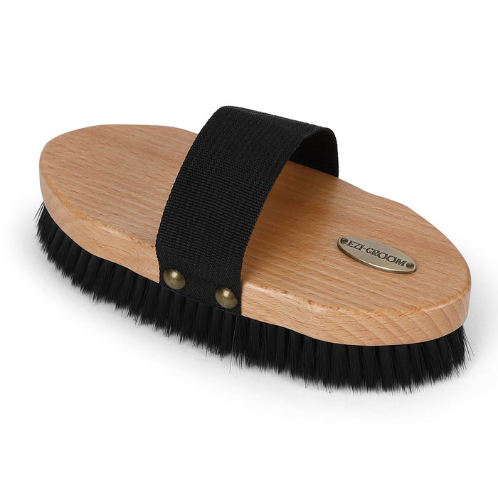 Shires Ezi - Groom Premium Horse Body Brush with Hand Loop and Synthetic Bristles - SEP2C2 - Brown - 1