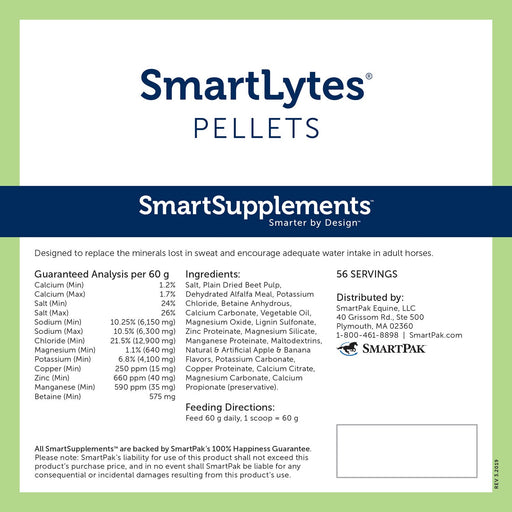 SmartEquine SmartLytes Electrolyte Pellets for Horses - SMADN - 7.5 LB - 2